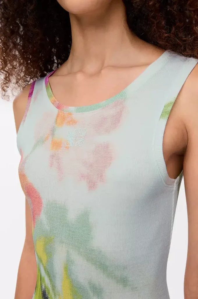 Tank dress in silk and cotton Light Blue/Multicolor Tank dress in silk and cotton Light Blue/Multicolor
