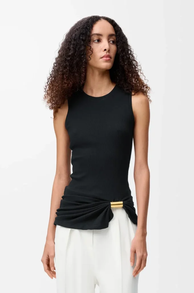 Tank top in cotton Black Tank top in cotton Black