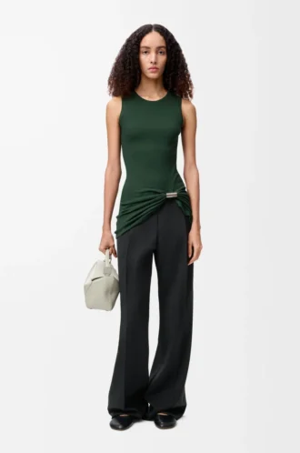 Tank top in cotton Dark Green