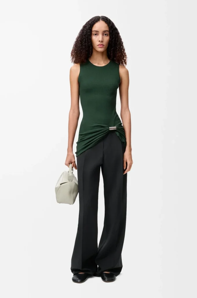 Tank top in cotton Dark Green Tank top in cotton Dark Green