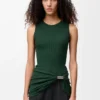 Tank top in cotton Dark Green Tank top in cotton Dark Green