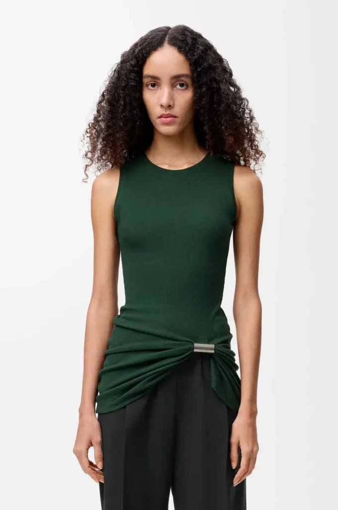 Tank top in cotton Dark Green Tank top in cotton Dark Green