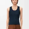 Tank top in silk Deep Marine Tank top in silk Deep Marine