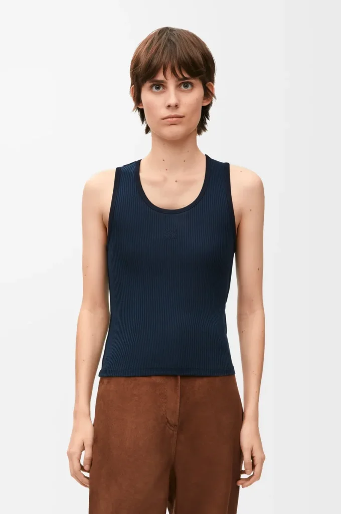 Tank top in silk Deep Marine Tank top in silk Deep Marine
