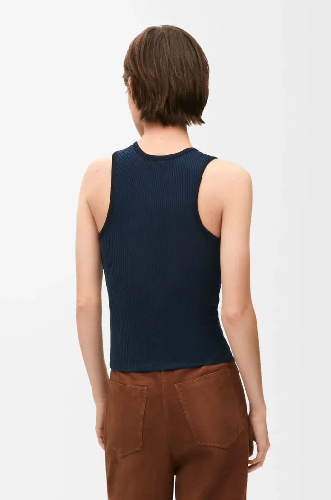 Tank top in silk Deep Marine Tank top in silk Deep Marine