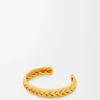Thin braided cuff in sterling silver Gold