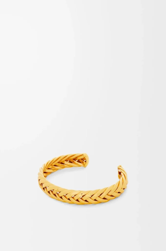 Thin braided cuff in sterling silver Gold