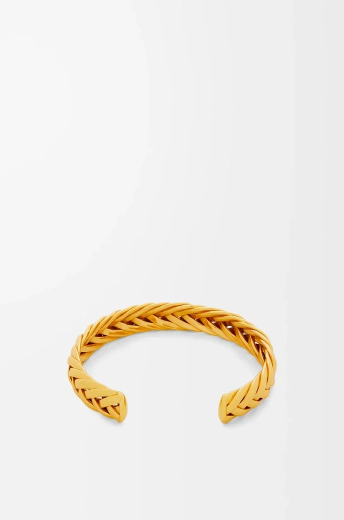 Thin braided cuff in sterling silver Gold