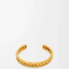 Thin braided cuff in sterling silver Gold