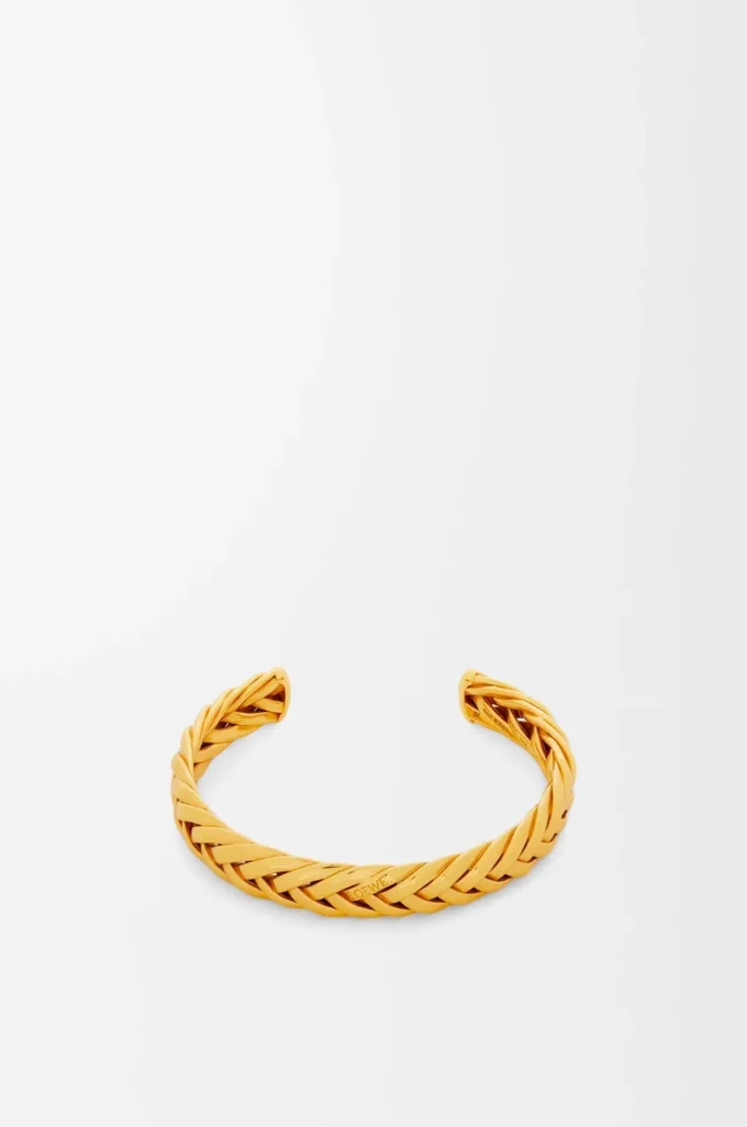 Thin braided cuff in sterling silver Gold