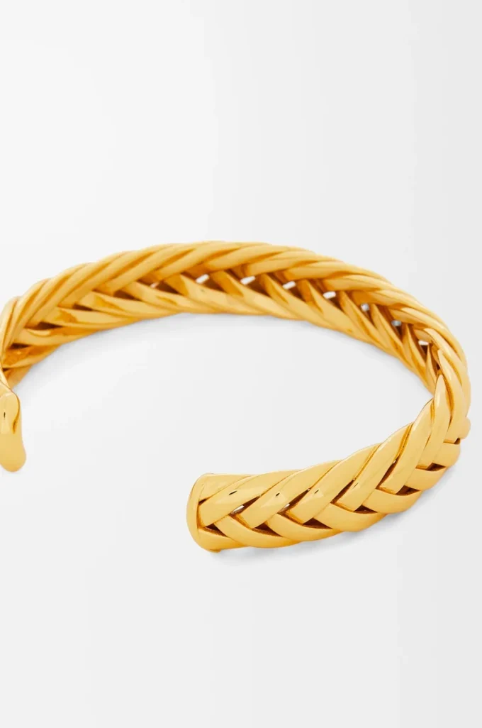 Thin braided cuff in sterling silver Gold