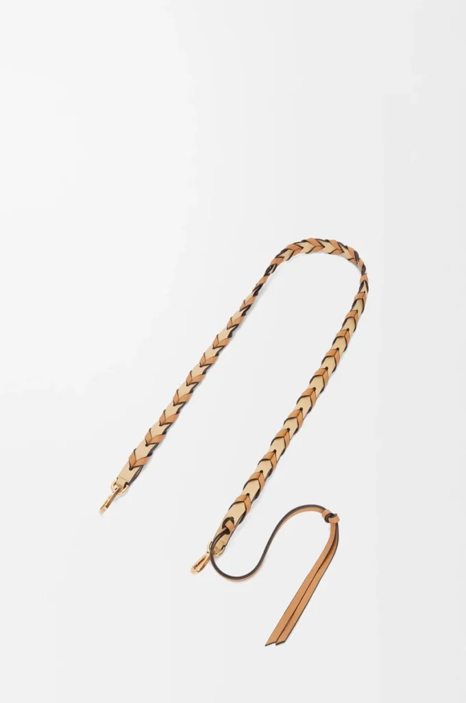 Thin braided strap in classic calfskin Dark Butter/Warm Desert Thin braided strap in classic calfskin Dark Butter/Warm Desert