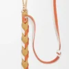 Thin braided strap in classic calfskin Soft White/Maple Orange
