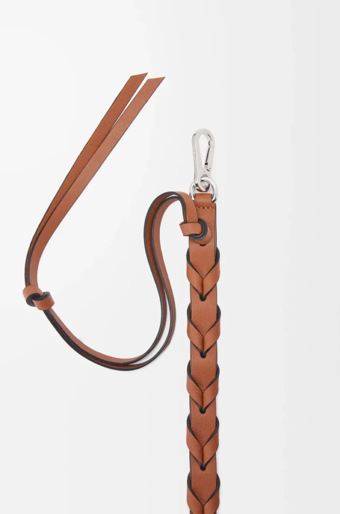 Thin braided strap in classic calfskin Tan