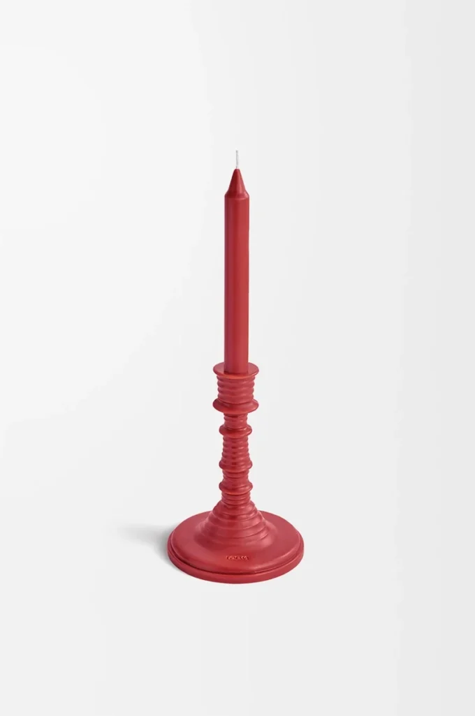 Tomato Leaves wax candleholder Red
