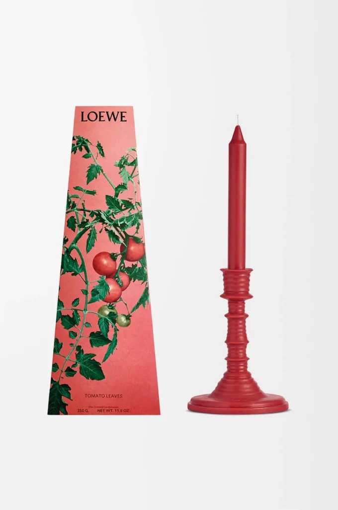 Tomato Leaves wax candleholder Red