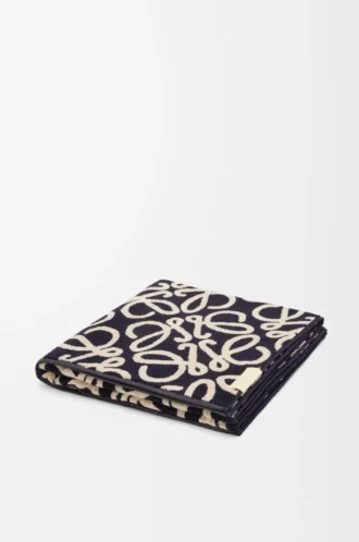 Towel in cotton Navy Blue/Beige