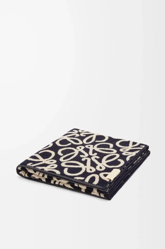 Towel in cotton Navy Blue/Beige Towel in cotton Navy Blue/Beige