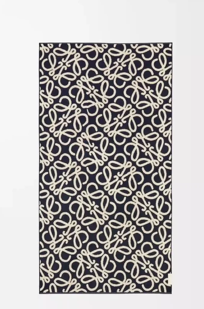Towel in cotton Navy Blue/Beige Towel in cotton Navy Blue/Beige