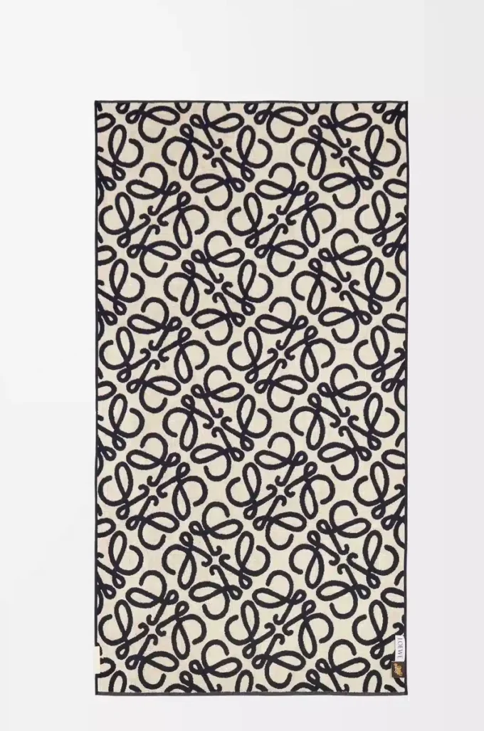 Towel in cotton Navy Blue/Beige Towel in cotton Navy Blue/Beige
