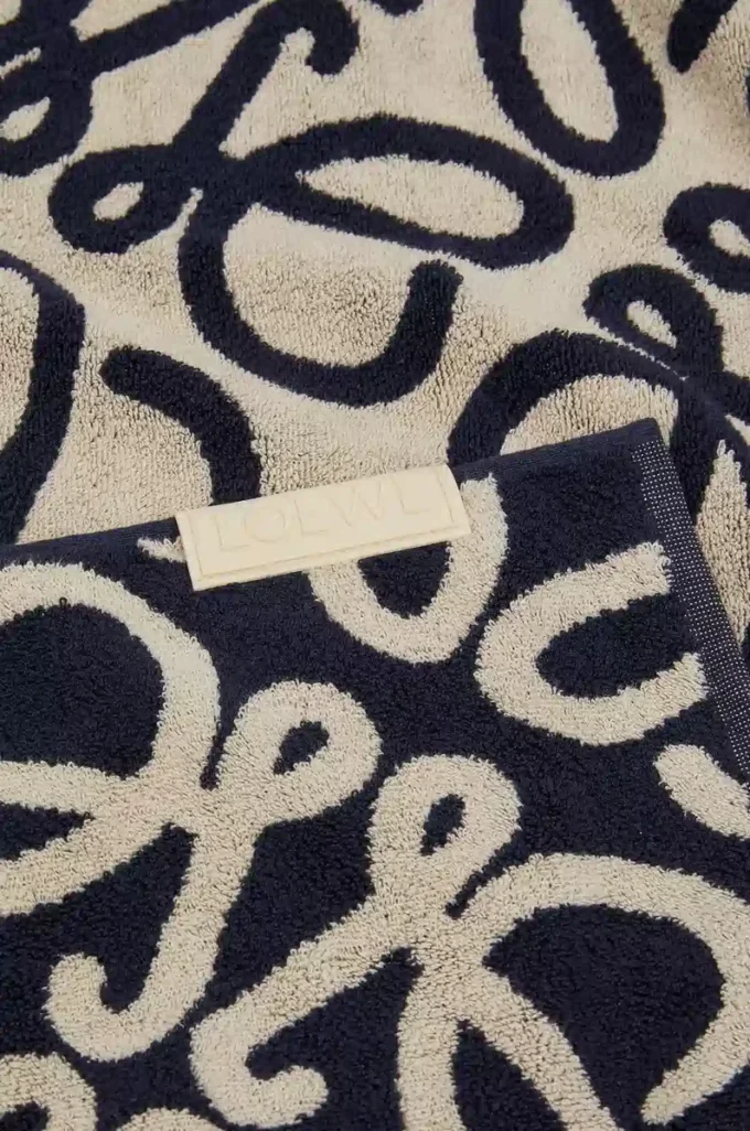 Towel in cotton Navy Blue/Beige Towel in cotton Navy Blue/Beige