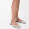 Toy ankle strap ballerina in embellished mesh Transparent
