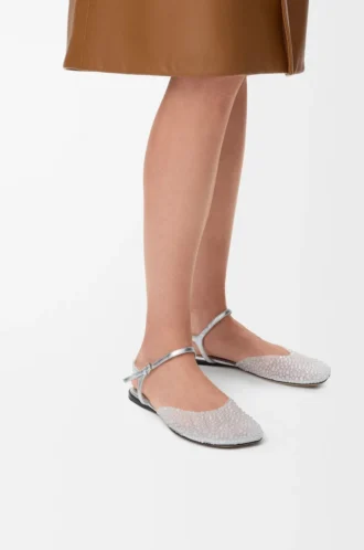Toy ankle strap ballerina in embellished mesh Transparent