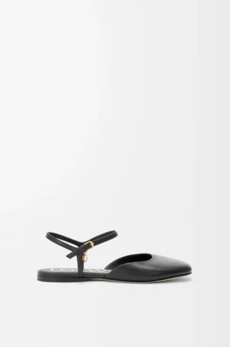 Toy ankle strap ballerina in lambskin Black