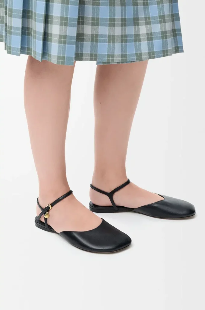 Toy ankle strap ballerina in lambskin Black Toy ankle strap ballerina in lambskin Black