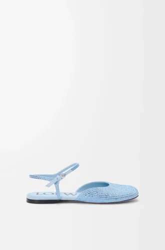 Toy ankle strap ballerina in rhinestone-embellished suede Baby Blue