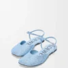 Toy ankle strap ballerina in rhinestone-embellished suede Baby Blue Toy ankle strap ballerina in rhinestone-embellished suede Baby Blue