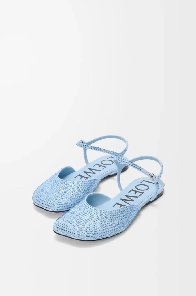 Toy ankle strap ballerina in rhinestone-embellished suede Baby Blue Toy ankle strap ballerina in rhinestone-embellished suede Baby Blue