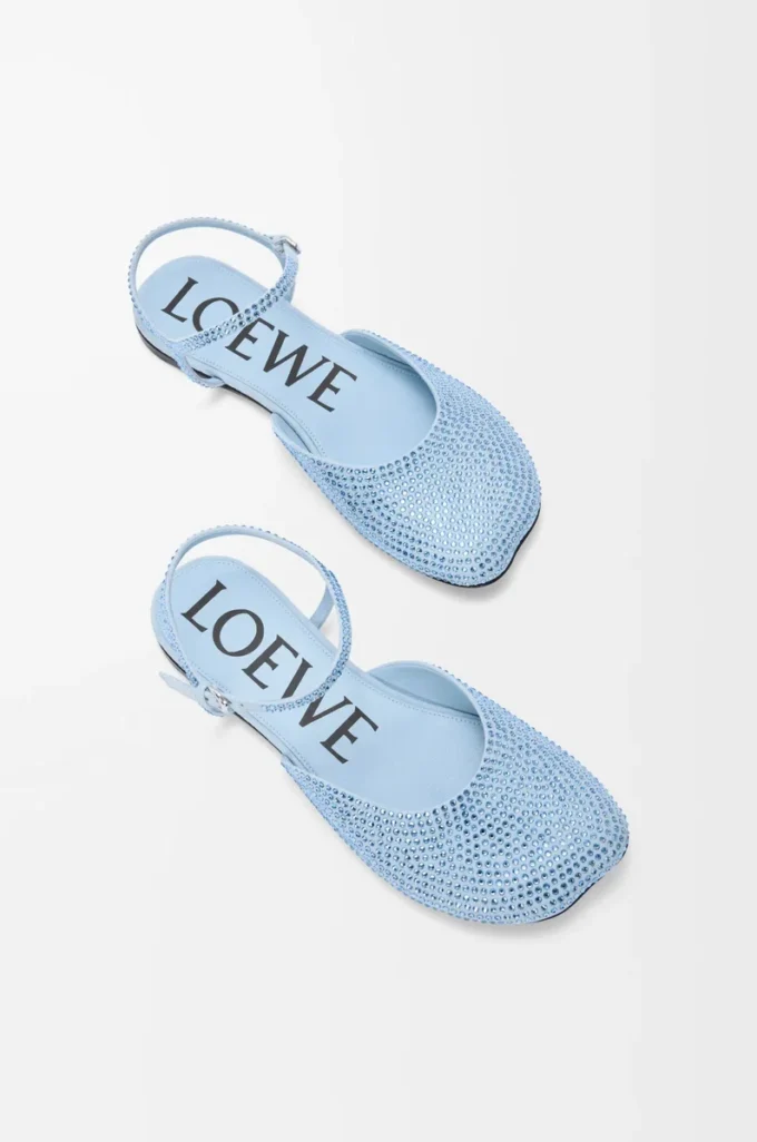 Toy ankle strap ballerina in rhinestone-embellished suede Baby Blue Toy ankle strap ballerina in rhinestone-embellished suede Baby Blue