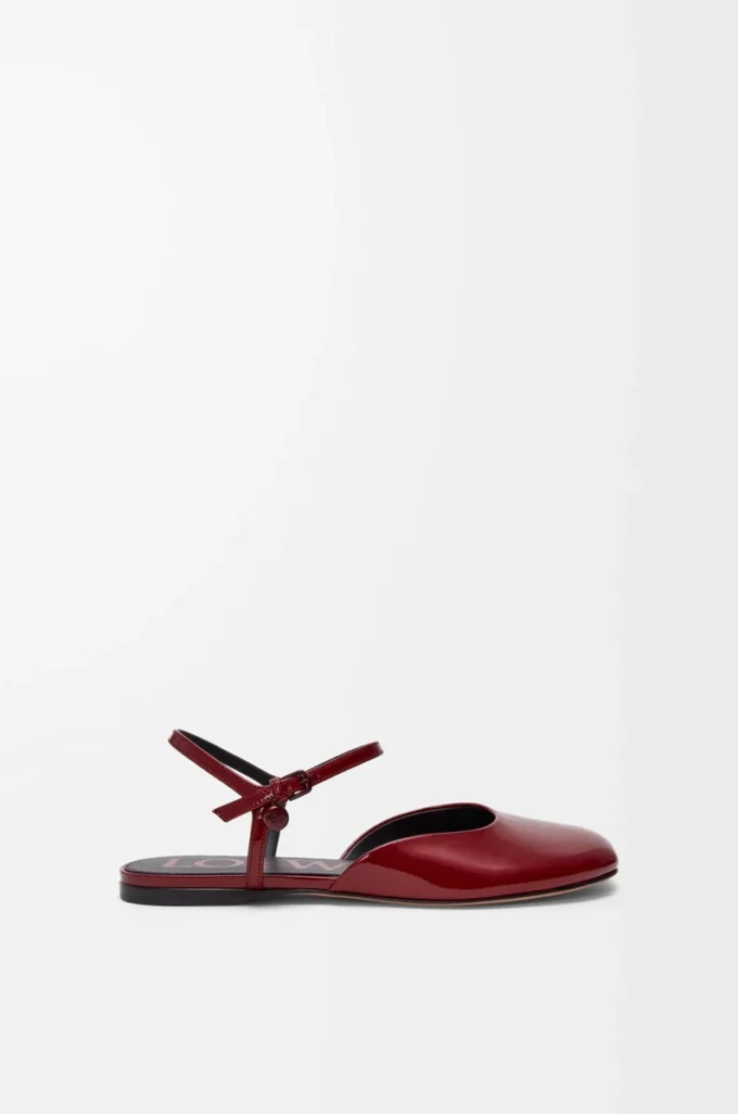 Toy ankle strap ballerina in soft patent lambskin Dark Red Toy ankle strap ballerina in soft patent lambskin Dark Red