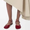 Toy ankle strap ballerina in soft patent lambskin Dark Red Toy ankle strap ballerina in soft patent lambskin Dark Red