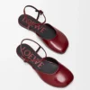 Toy ankle strap ballerina in soft patent lambskin Dark Red Toy ankle strap ballerina in soft patent lambskin Dark Red