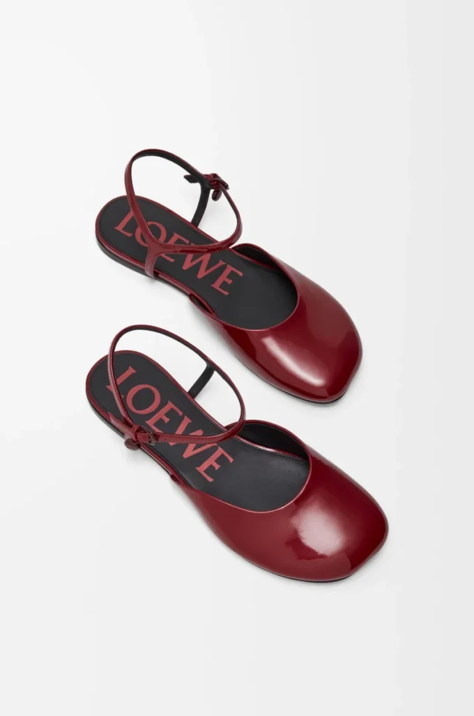 Toy ankle strap ballerina in soft patent lambskin Dark Red Toy ankle strap ballerina in soft patent lambskin Dark Red