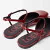 Toy ankle strap ballerina in soft patent lambskin Dark Red Toy ankle strap ballerina in soft patent lambskin Dark Red