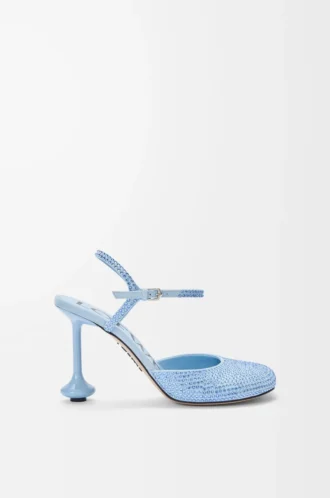 Toy ankle strap pump in rhinestone-embellished suede Baby Blue