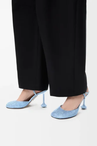 Toy ankle strap pump in rhinestone-embellished suede Baby Blue