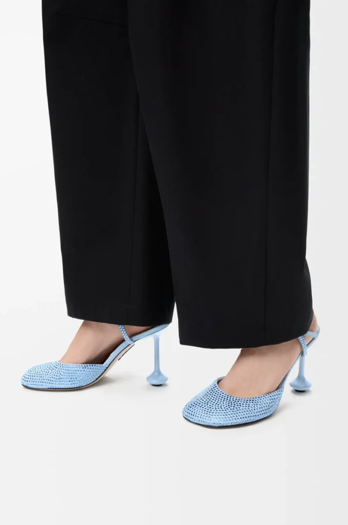 Toy ankle strap pump in rhinestone-embellished suede Baby Blue Toy ankle strap pump in rhinestone-embellished suede Baby Blue