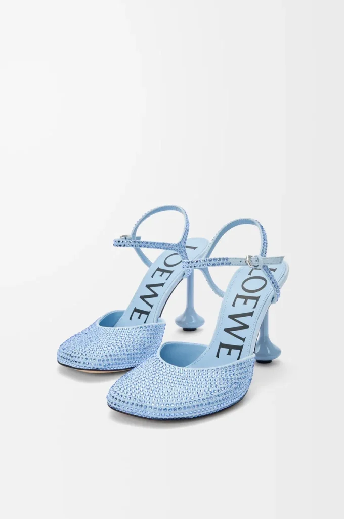 Toy ankle strap pump in rhinestone-embellished suede Baby Blue Toy ankle strap pump in rhinestone-embellished suede Baby Blue