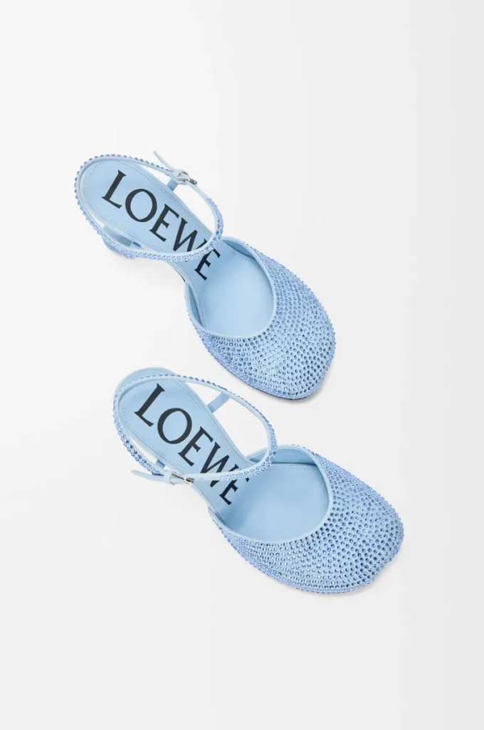 Toy ankle strap pump in rhinestone-embellished suede Baby Blue Toy ankle strap pump in rhinestone-embellished suede Baby Blue