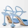 Toy ankle strap pump in rhinestone-embellished suede Baby Blue Toy ankle strap pump in rhinestone-embellished suede Baby Blue