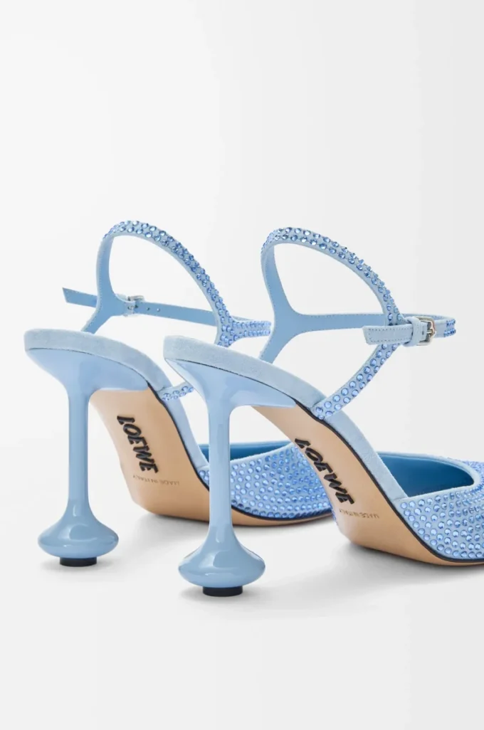 Toy ankle strap pump in rhinestone-embellished suede Baby Blue Toy ankle strap pump in rhinestone-embellished suede Baby Blue