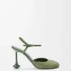 Toy ankle strap pump in rhinestone-embellished suede Military Green Toy ankle strap pump in rhinestone-embellished suede Military Green