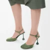 Toy ankle strap pump in rhinestone-embellished suede Military Green Toy ankle strap pump in rhinestone-embellished suede Military Green