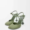 Toy ankle strap pump in rhinestone-embellished suede Military Green Toy ankle strap pump in rhinestone-embellished suede Military Green