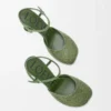 Toy ankle strap pump in rhinestone-embellished suede Military Green Toy ankle strap pump in rhinestone-embellished suede Military Green