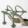 Toy ankle strap pump in rhinestone-embellished suede Military Green Toy ankle strap pump in rhinestone-embellished suede Military Green